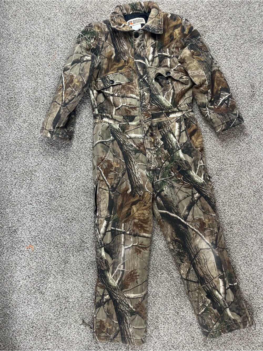 Kids Camo Insulated One-Piece Coverall - Brown/Green, size M (10/12)